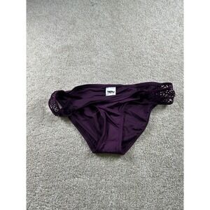 Missimo Swimwear Women's Purple Small Bikini Bottom Crochet Detail